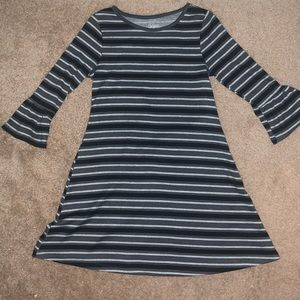 black and grey striped dress